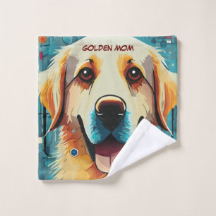 Happy Golden Retriever Mom Wash Cloth