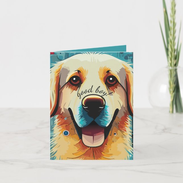 Happy Golden Retriever Note Card (Front)