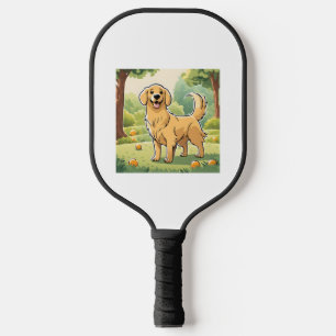 Happy Golden Retriever Pickleball Paddle