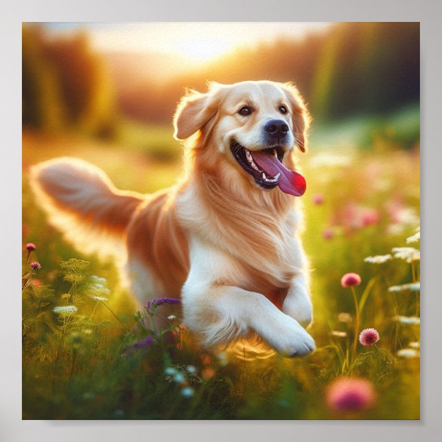 Happy Golden Retriever Poster (Front)