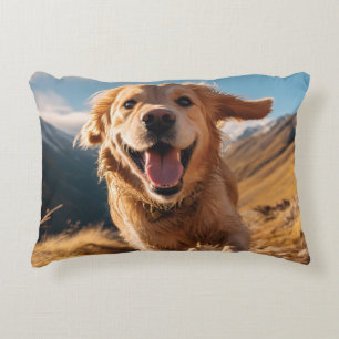 Happy Golden Retriever Running  Accent Pillow