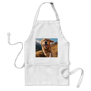 Happy Golden Retriever Running  Adult Apron