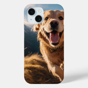 Happy Golden Retriever Running iPhone 15 Case