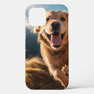 Happy Golden Retriever Running iPhone 12 Pro Case