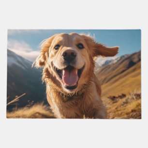 Happy Golden Retriever Running  Doormat