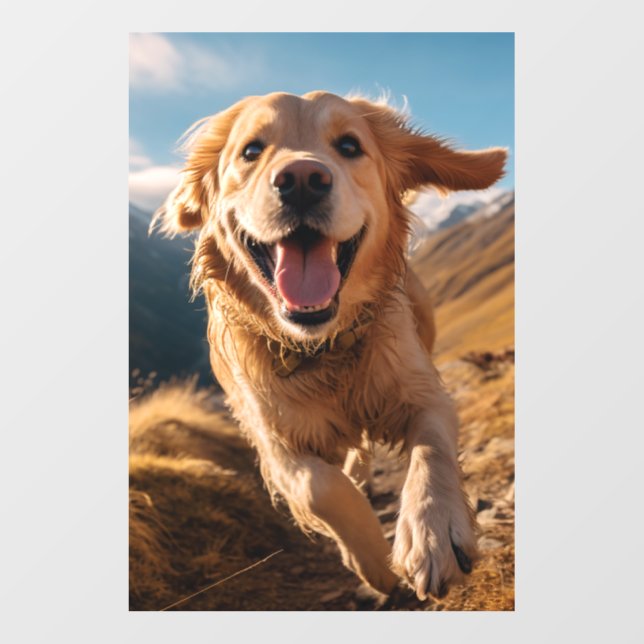 Happy Golden Retriever Running  Floor Decals (Front)