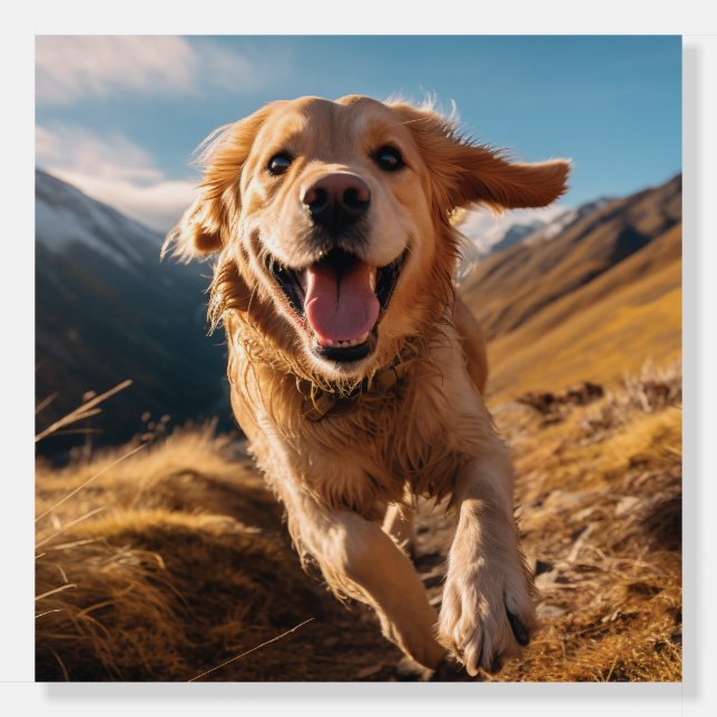 Happy Golden Retriever Running  Foam Board (Front)