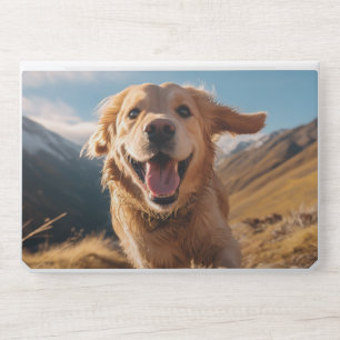 Happy Golden Retriever Running  HP Laptop Skin
