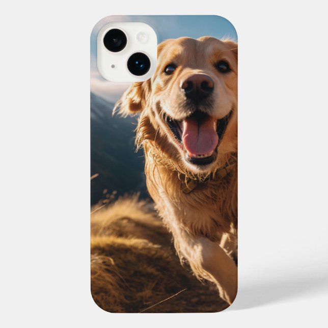 Happy Golden Retriever Running  iPhone Case (Back)