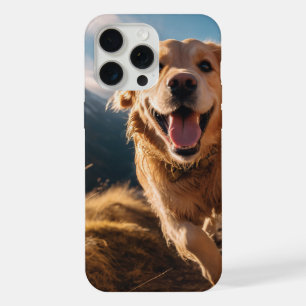 Happy Golden Retriever Running iPhone 15 Pro Max Case