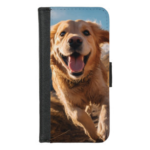 Happy Golden Retriever Running  iPhone 8/7 Wallet Case
