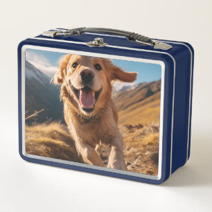 Happy Golden Retriever Running  Metal Lunch Box