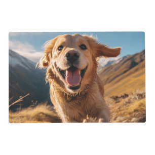 Happy Golden Retriever Running  Placemat