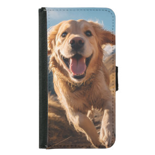 Happy Golden Retriever Running  Samsung Galaxy S5 Wallet Case