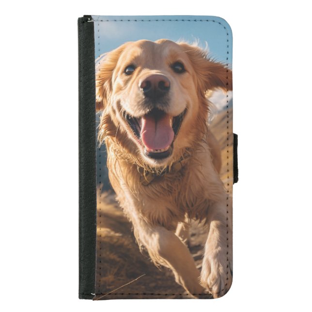 Happy Golden Retriever Running  Samsung Galaxy Wallet Case (Front)