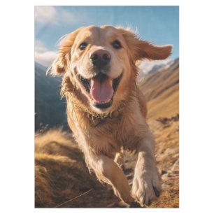 Happy Golden Retriever Running  Tablecloth