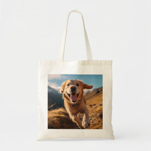 Happy Golden Retriever Running Tote Bag