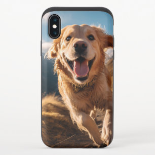 Happy Golden Retriever Running iPhone X Slider Case