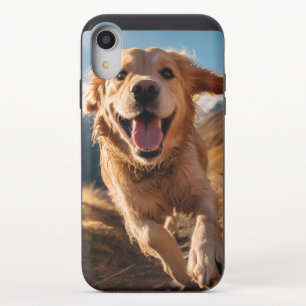 Happy Golden Retriever Running  iPhone XR Slider Case
