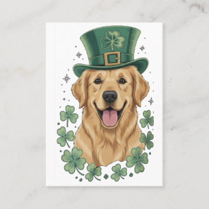 Happy Golden Retriever St. Patrick's Day  Business Card