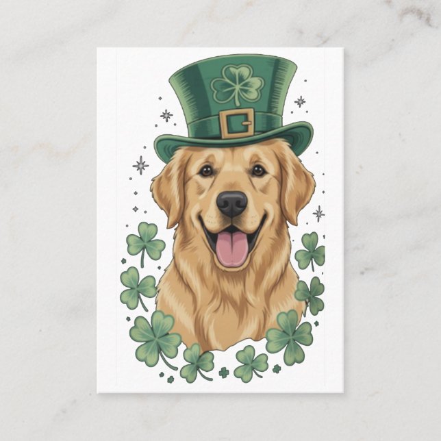 Happy Golden Retriever St. Patrick's Day  Business Card (Front)