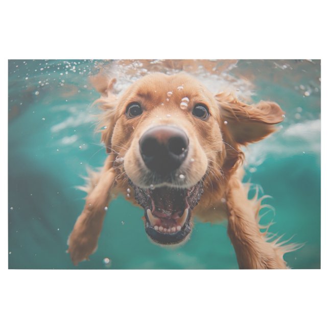 Happy Golden Retriever Swimming Underwater Gallery Wrap (Front)