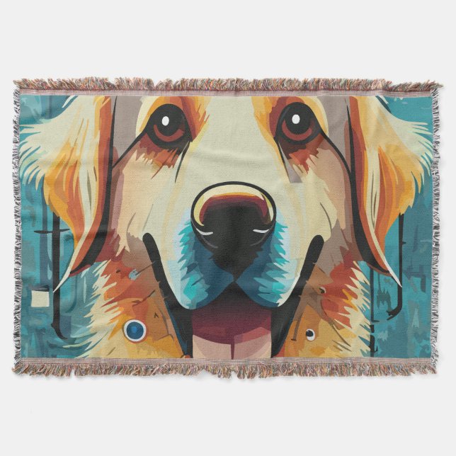 Happy Golden Retriever Throw Blanket (Front)