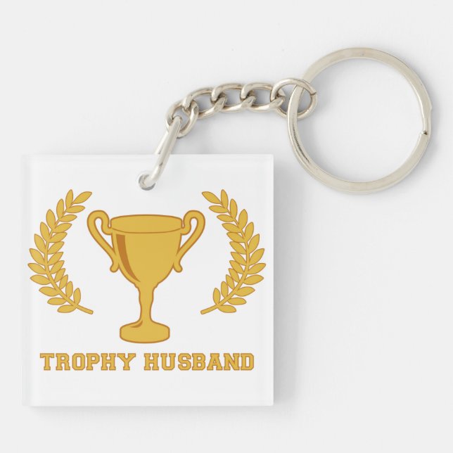 Happy Golden Trophy Husband Keychain (Back)