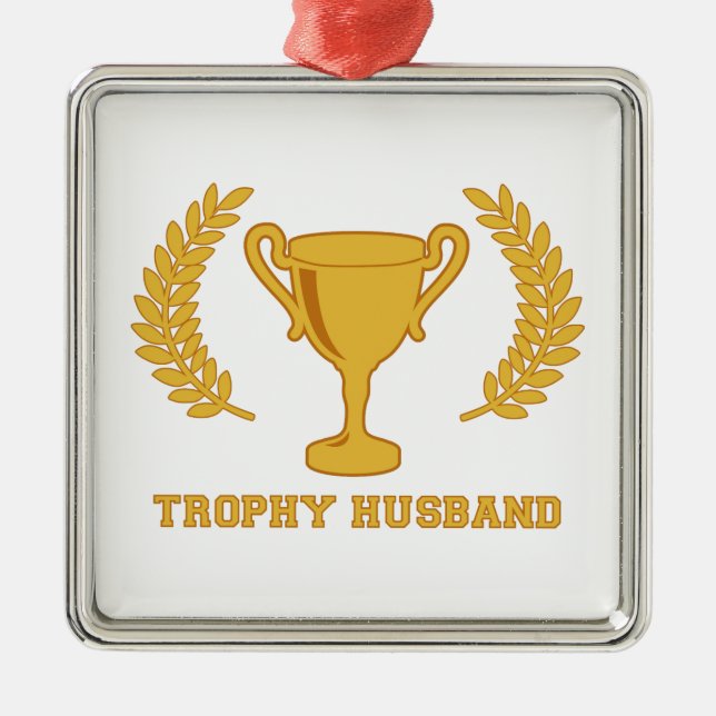 Happy Golden Trophy Husband Metal Ornament (Front)