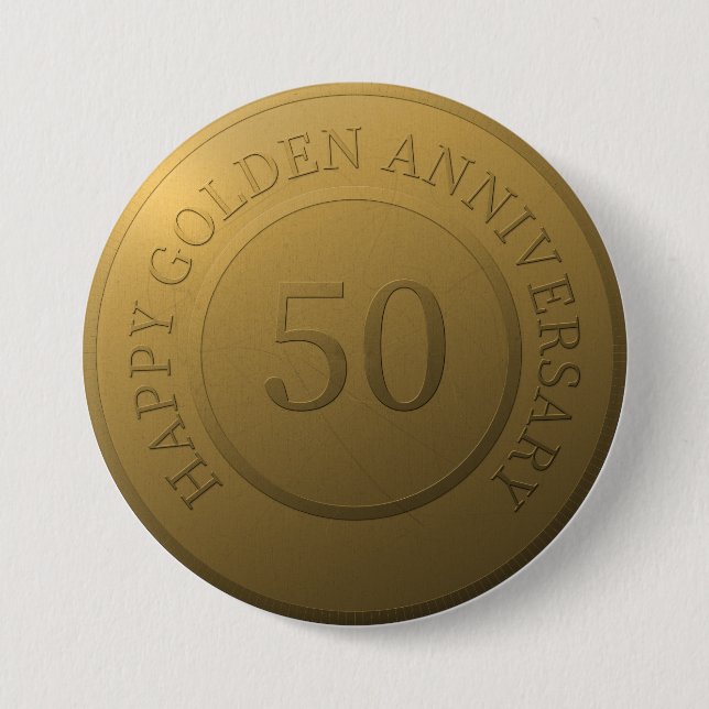 Happy golden wedding anniversary button (Front)