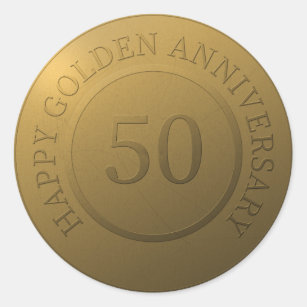 Happy golden wedding anniversary classic round sticker
