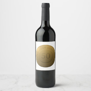 Happy golden wedding anniversary wine label