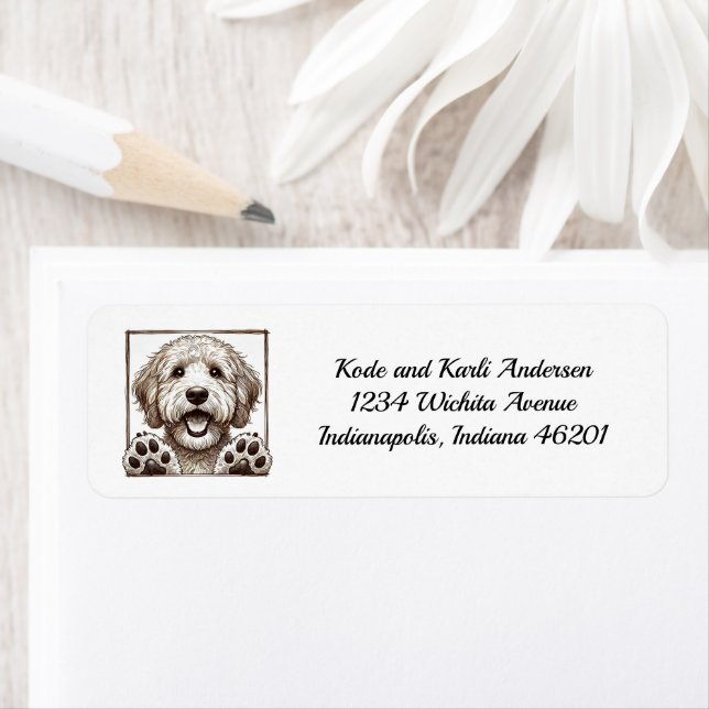 Happy Goldendoodle Return Address Label (Insitu)
