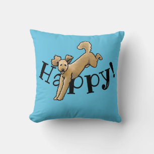 Happy Goldendoodle Throw Pillow