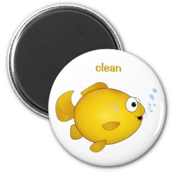 Happy Goldfish  "clean" Dishwasher Magnet by graphicdoodles at Zazzle