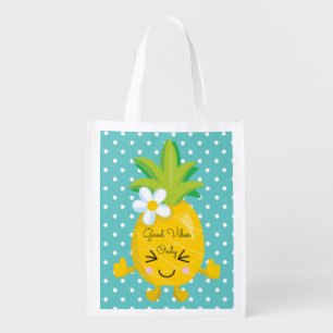 Happy Good Vibes Only Grocery Bag