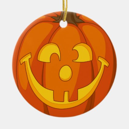 Happy Goofy Jack O Lantern Halloween Pumpkin Face Ceramic Ornament