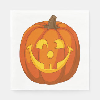 Happy Goofy Jack O Lantern Halloween Pumpkin Face Napkins