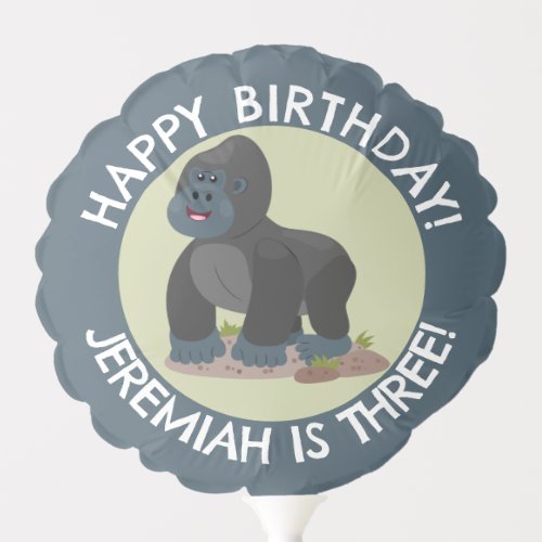 Happy gorilla personalized cartoon birthday  balloon
