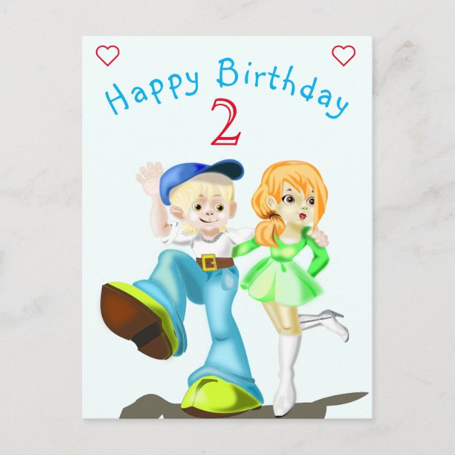Happy Gorl and Boy Birthday Cards Customizable (Front)