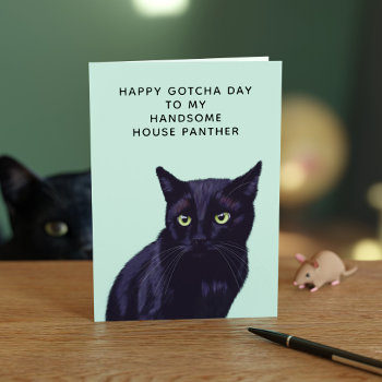 Happy Gotcha Day Black Cat Birthday Greeting Card by blackcatlove at Zazzle