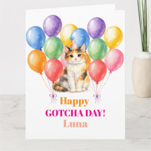 Happy Gotcha day Calico Cat Pet Card