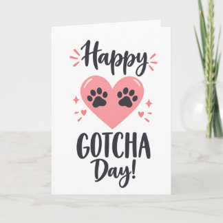 Happy Gotcha Day Cat Adoption – Pink Heart  Card