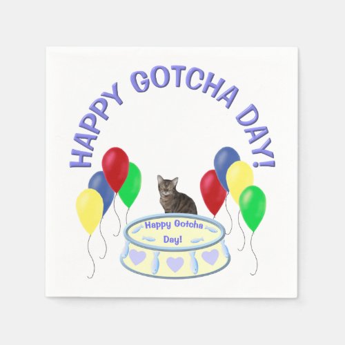 Happy Gotcha Day Kitty Paper Napkins