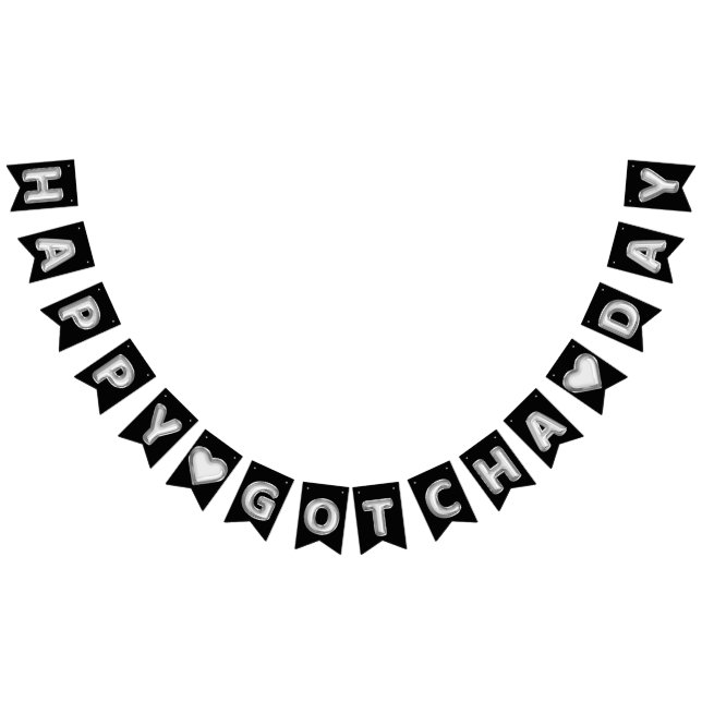 Happy Gotcha Day Silver Foil Balloons Bunting Flags (All)