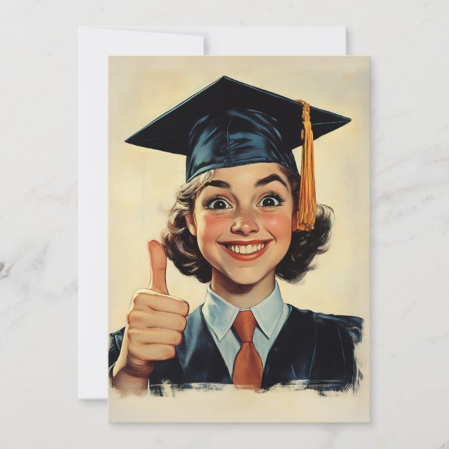 Happy Graduate Giving a Thumbs-Up  Invitation (Front)