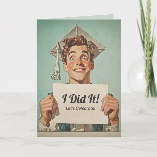 Happy Graduate Holding Invitation (Front)