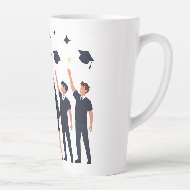 Happy Graduates Throwing Caps Celebration Latte Mug (Right)