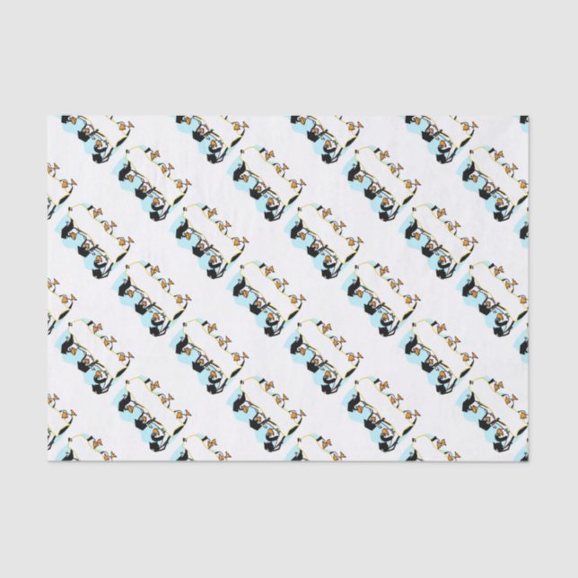 Happy Graduating Dancing Penguins w/Banner Tissue Paper (Front)