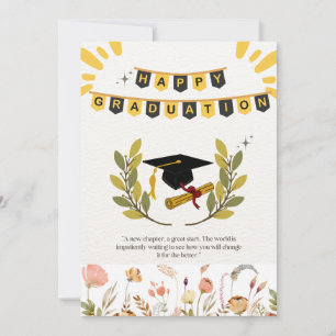 Happy Graduation Card with Floral and Tassel Illus